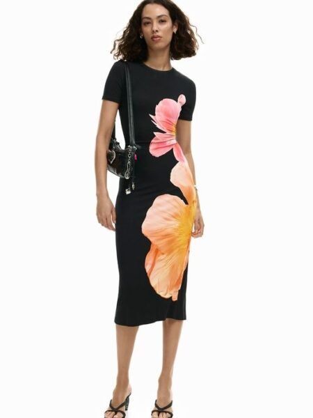 vestido Desigual manga corta estampado lateral 26swvk26